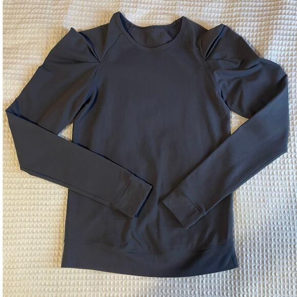 Lululemon Lab City Pullover Puff Long Sleeve Athletic Top Soot Black Size 6 - Picture 6 of 10